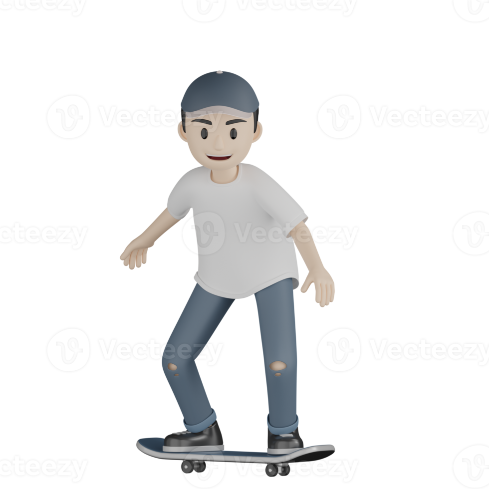 3D isolierter Skater in Aktion png