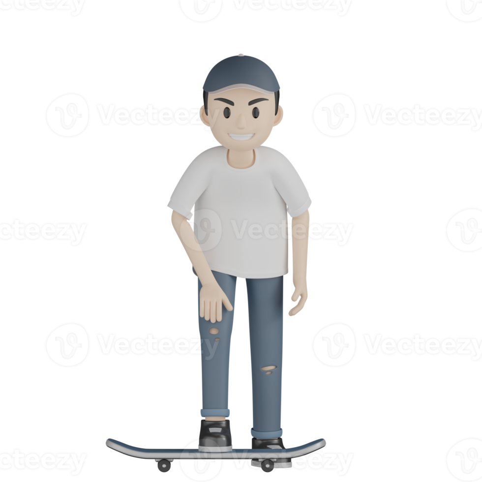 3D isolierter Skater in Aktion png