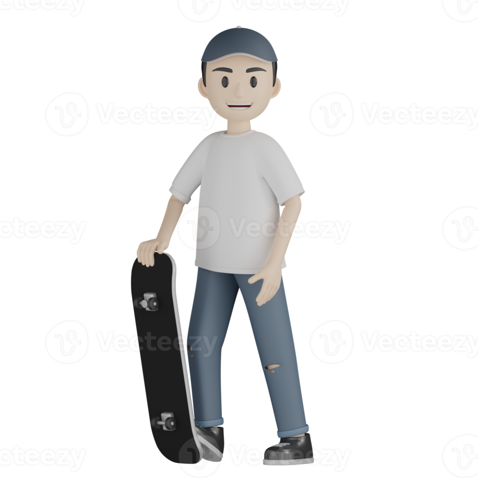 3D isolierter Skater in Aktion png