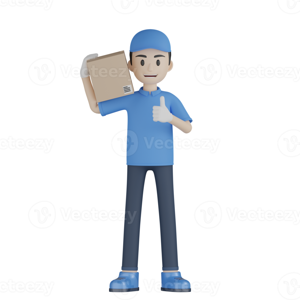 3d Isolated Courier in blue uniform png