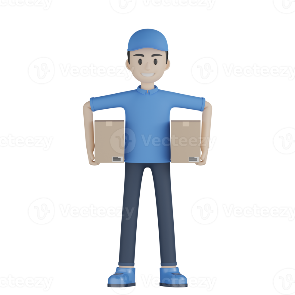 3d Isolated Courier in blue uniform png