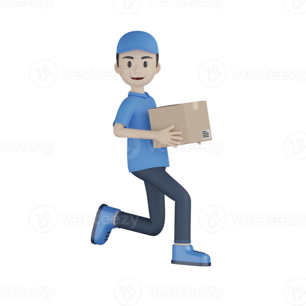 3d Isolated Courier in blue uniform png