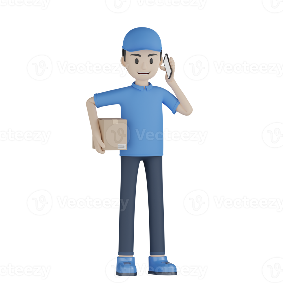 3d Isolated Courier in blue uniform png