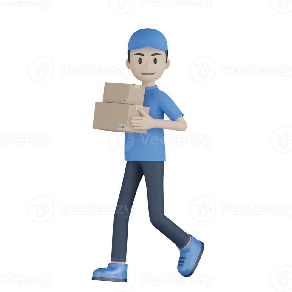 3d Isolated Courier in blue uniform png