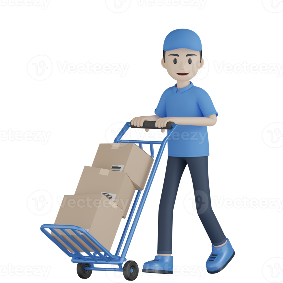 3d Isolated Courier in blue uniform png