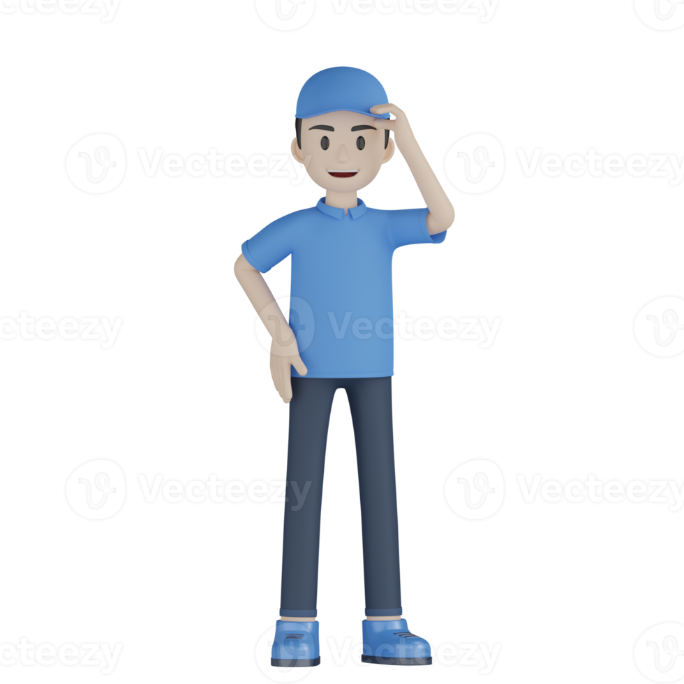 3d Isolated Courier in blue uniform png