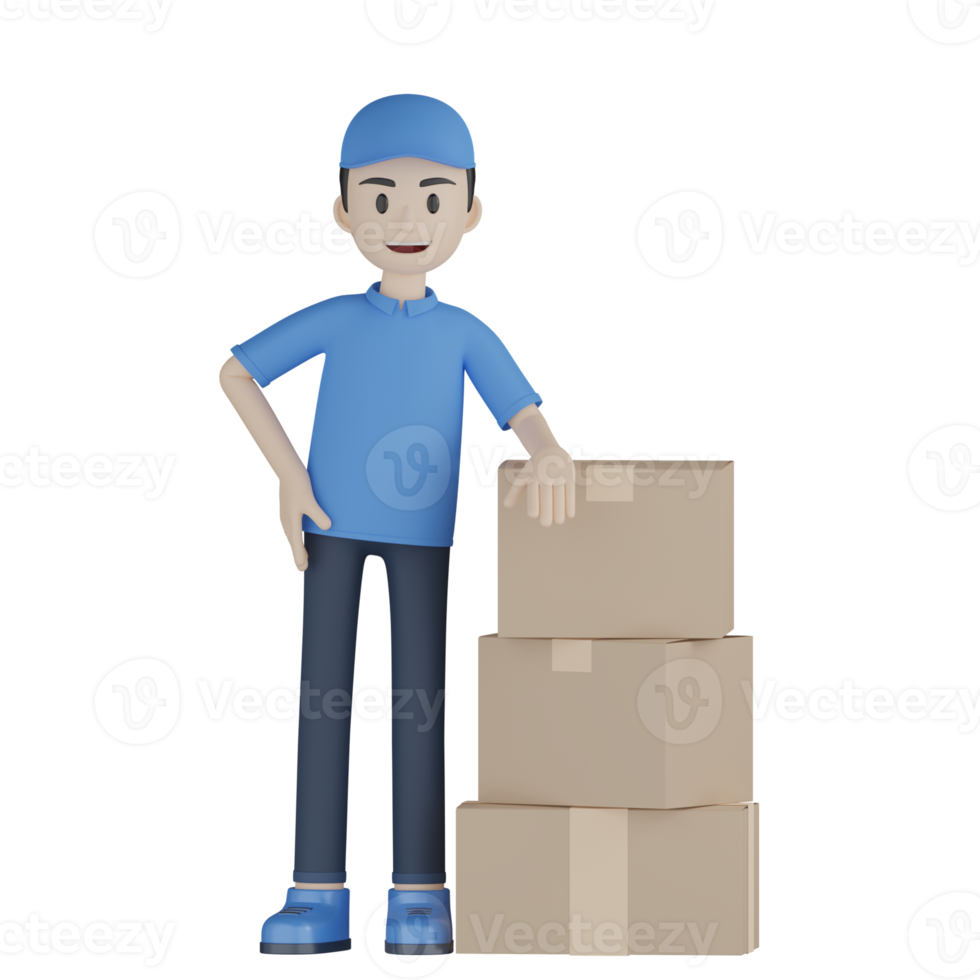 3d Isolated Courier in blue uniform png