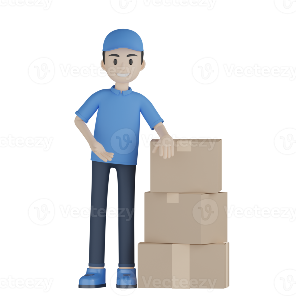 3d Isolated Courier in blue uniform png