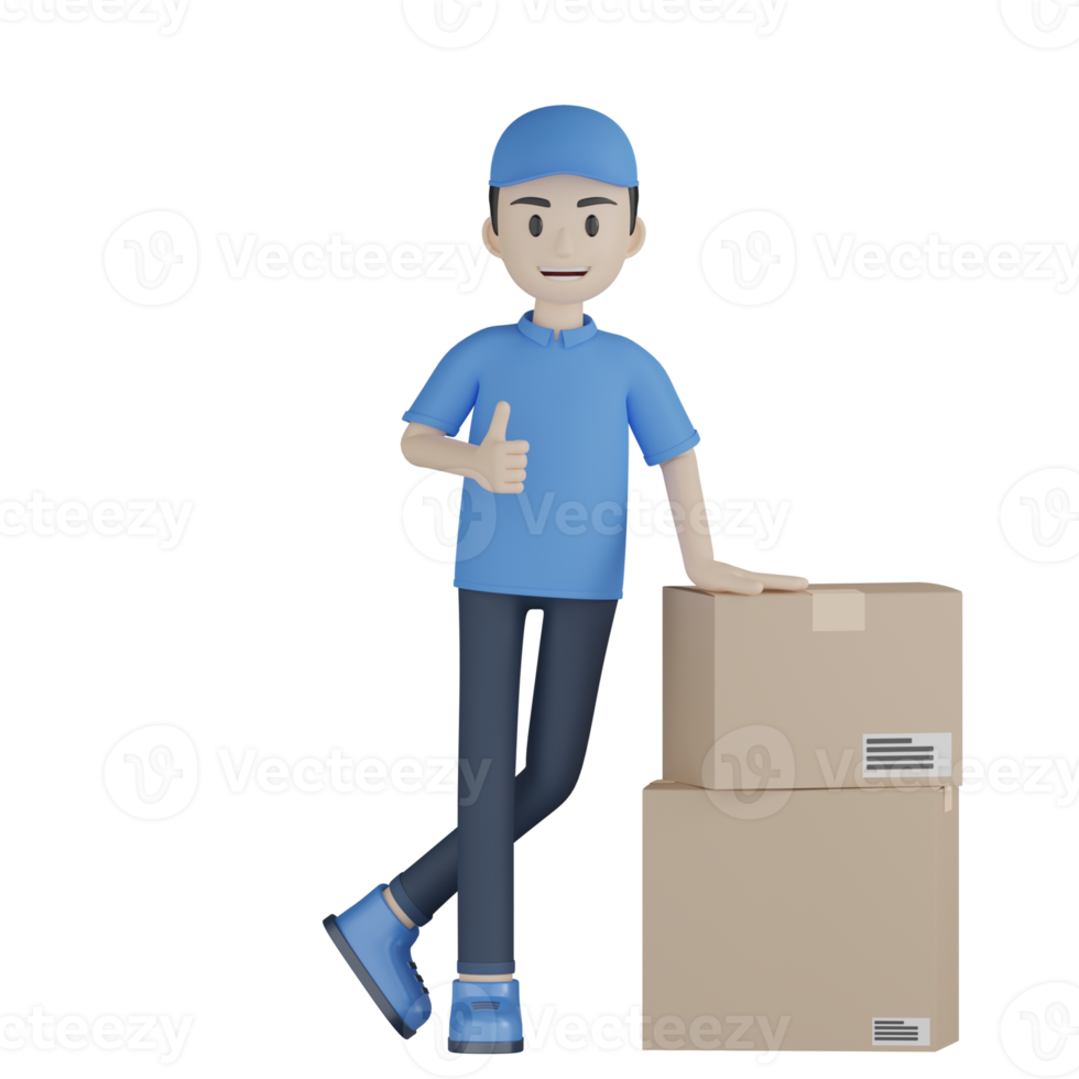 3d Isolated Courier in blue uniform png