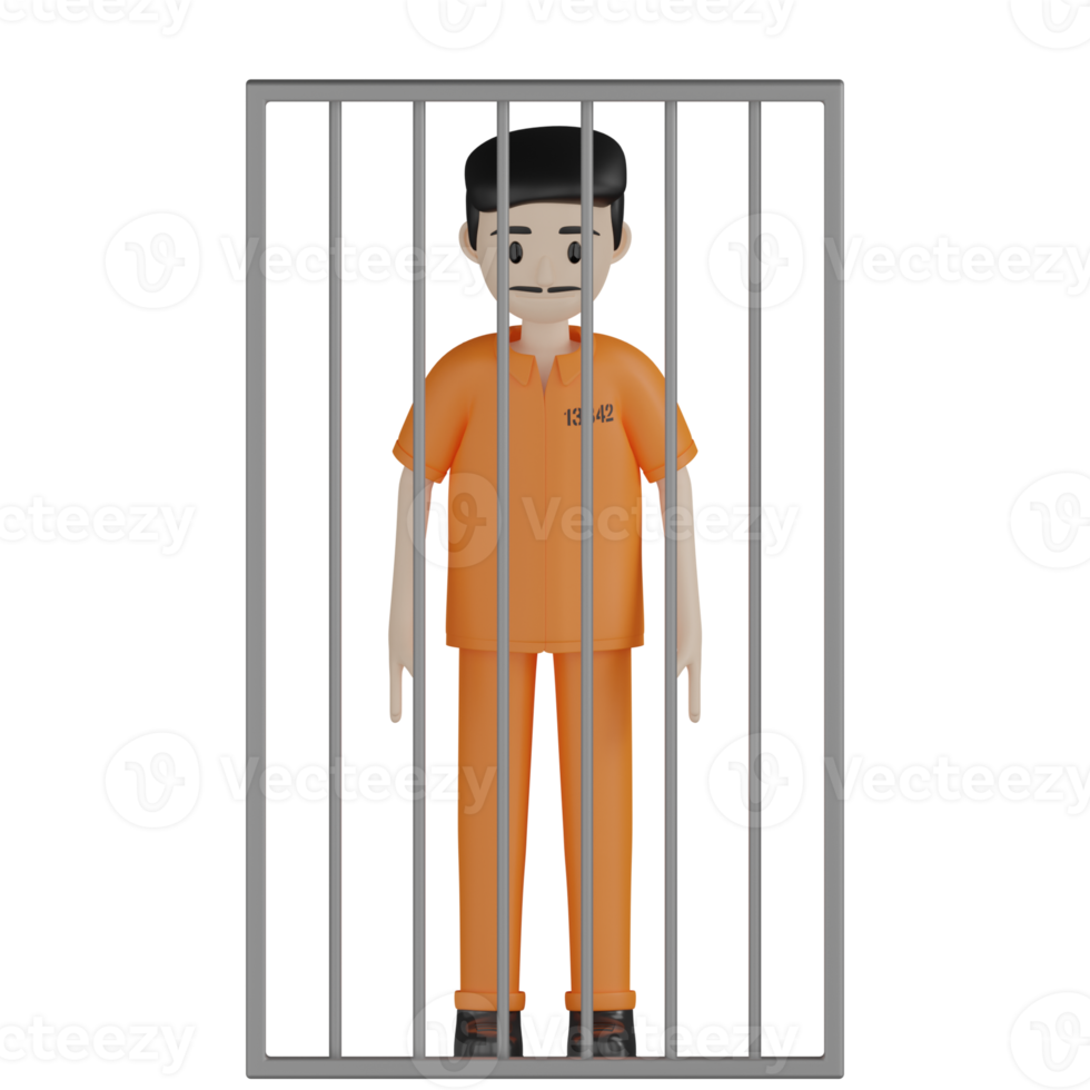 3d presos aislados en uniformes penitenciarios png