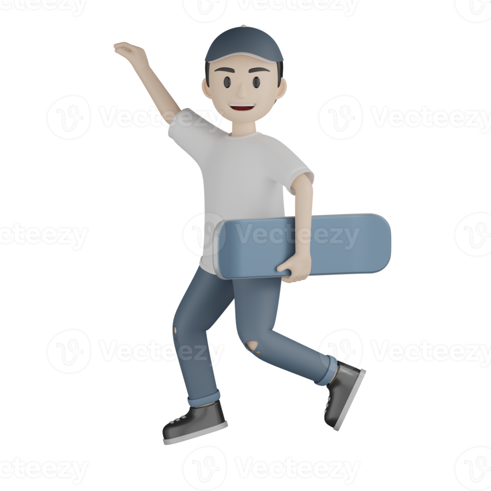 3d Isolated Skater in action png