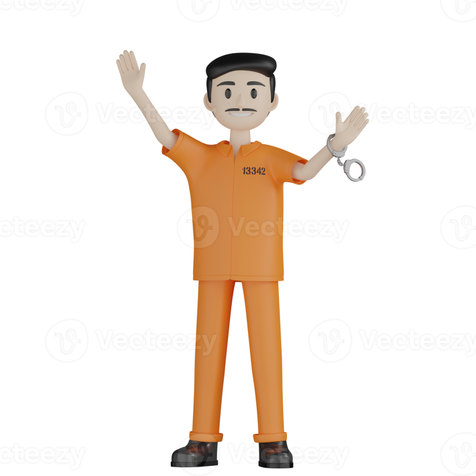 3D isolerade fångar i fängelseuniformer png