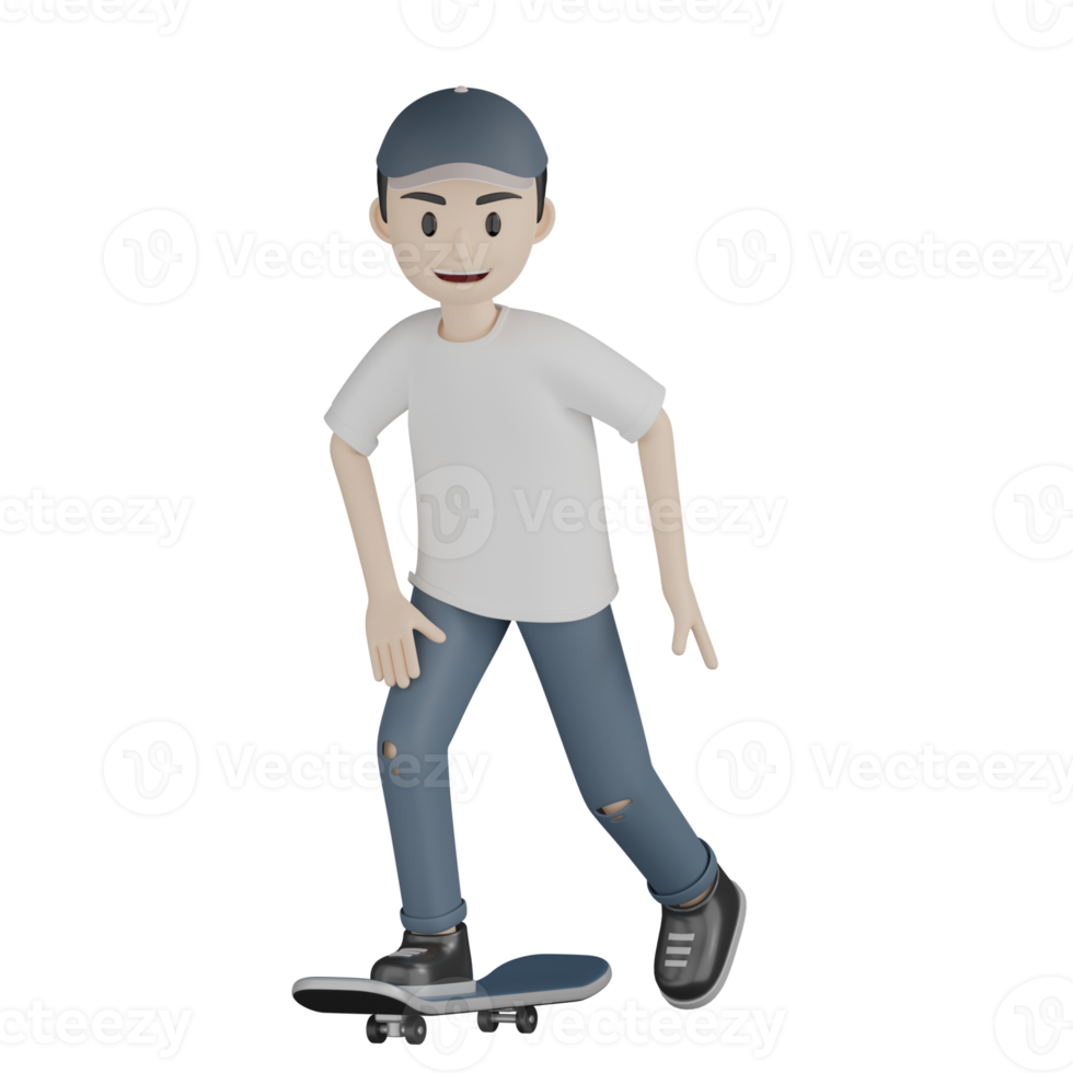 3D isolierter Skater in Aktion png