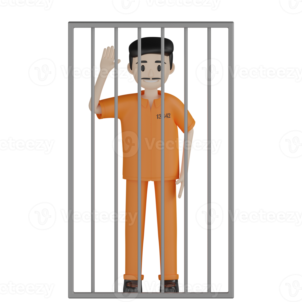 3d Isolated Prisoners in prison uniforms png