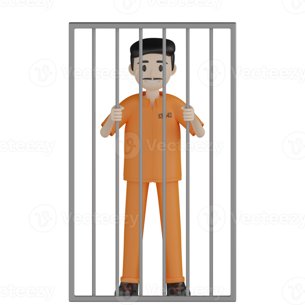 3d Isolated Prisoners in prison uniforms png