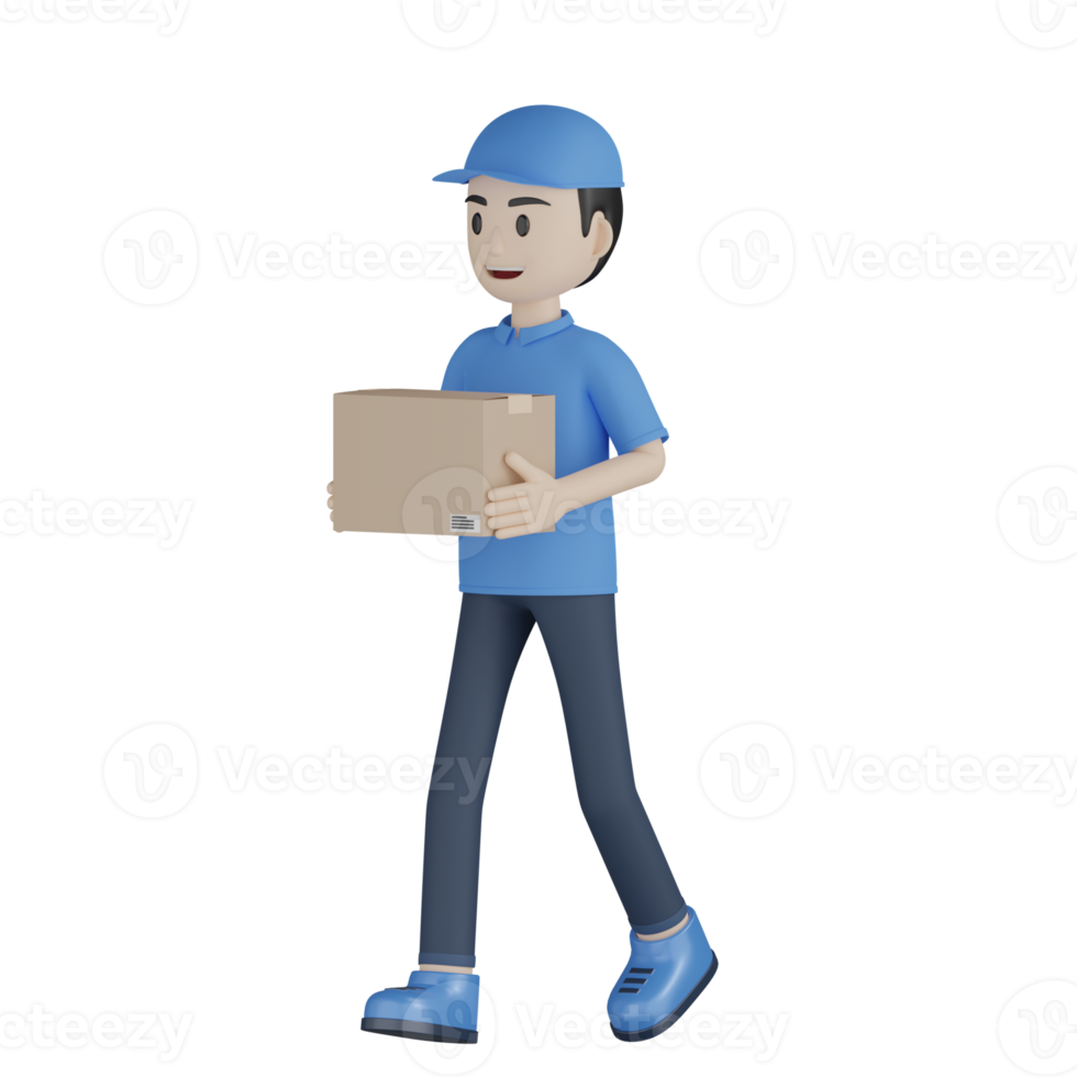 3d Isolated Courier in blue uniform png