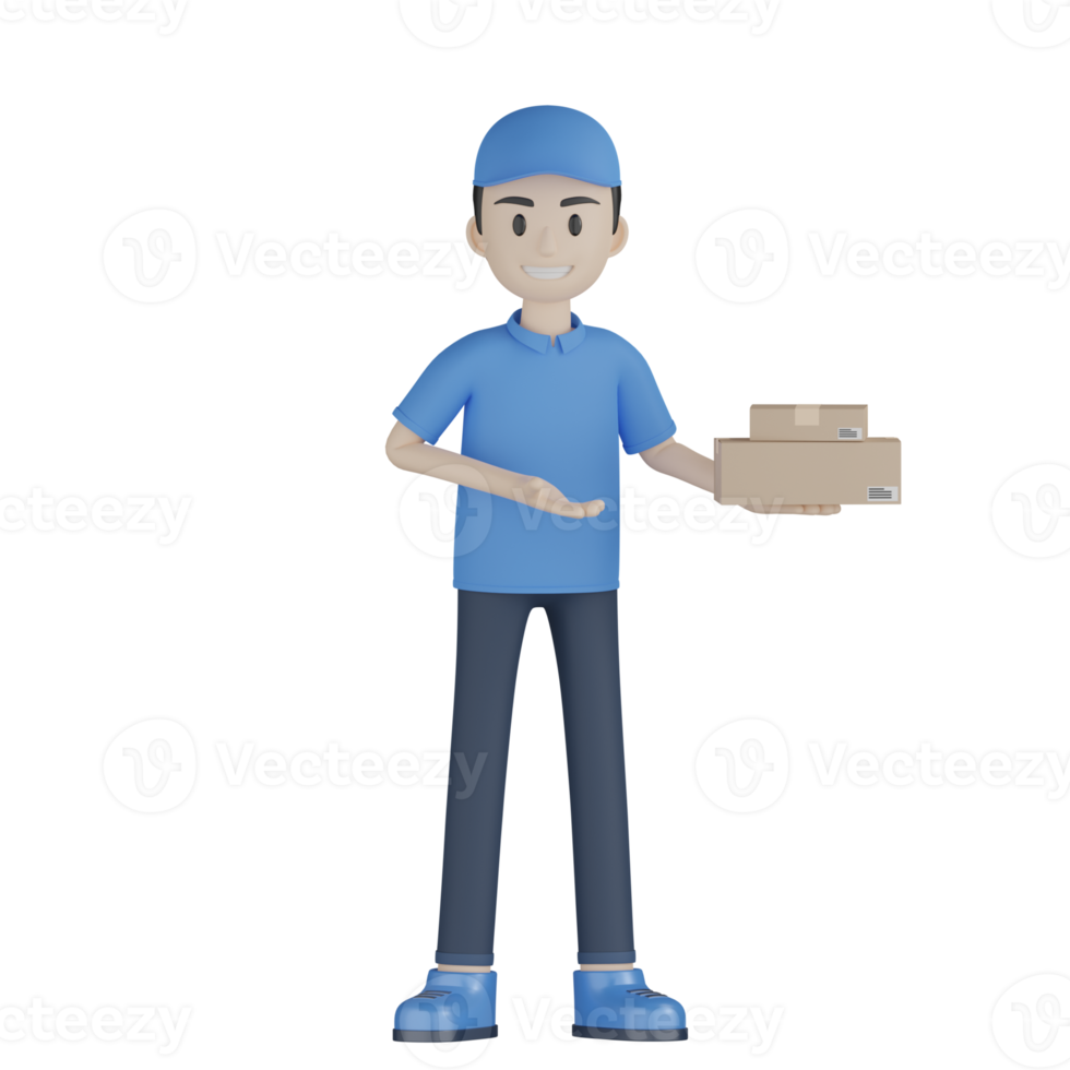3d Isolated Courier in blue uniform png