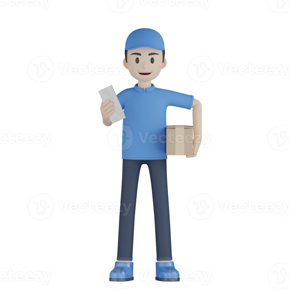 3d Isolated Courier in blue uniform png