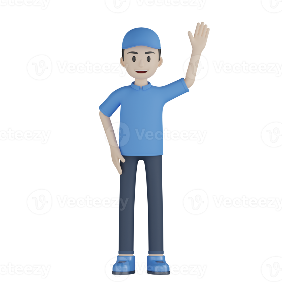 3d Isolated Courier in blue uniform png