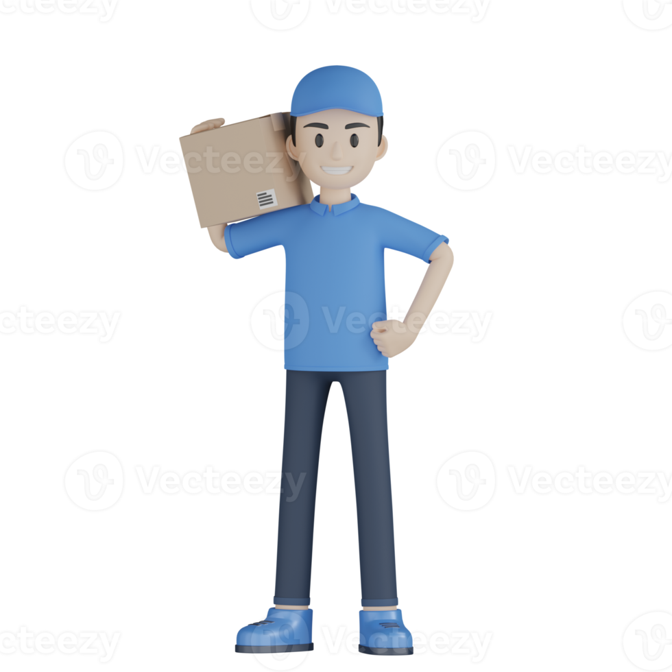 3d Isolated Courier in blue uniform png