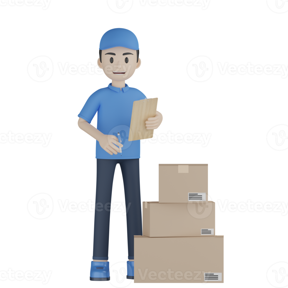 3d Isolated Courier in blue uniform png