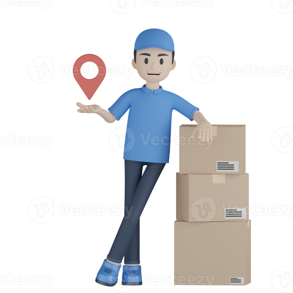 3d Isolated Courier in blue uniform png