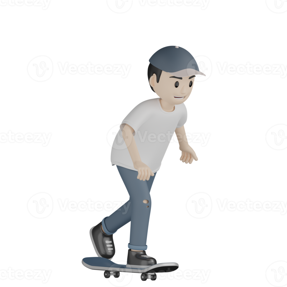 3D isolierter Skater in Aktion png