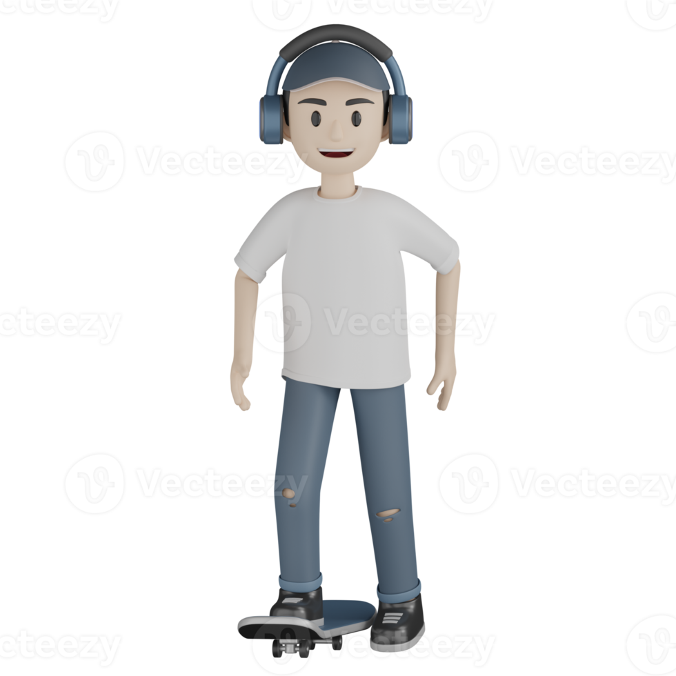 3D isolierter Skater in Aktion png