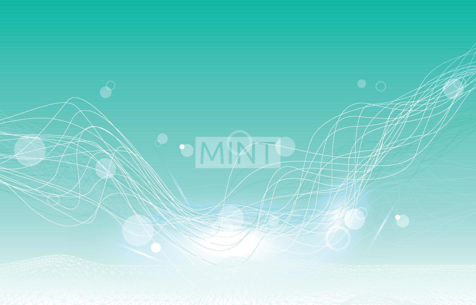 Wave Mint Green Turquoise Abstract Neuro Line Technology Background vector