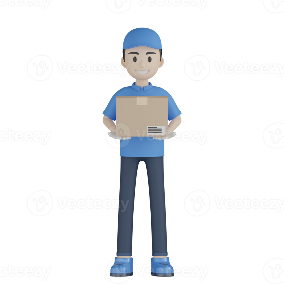 3d Isolated Courier in blue uniform png