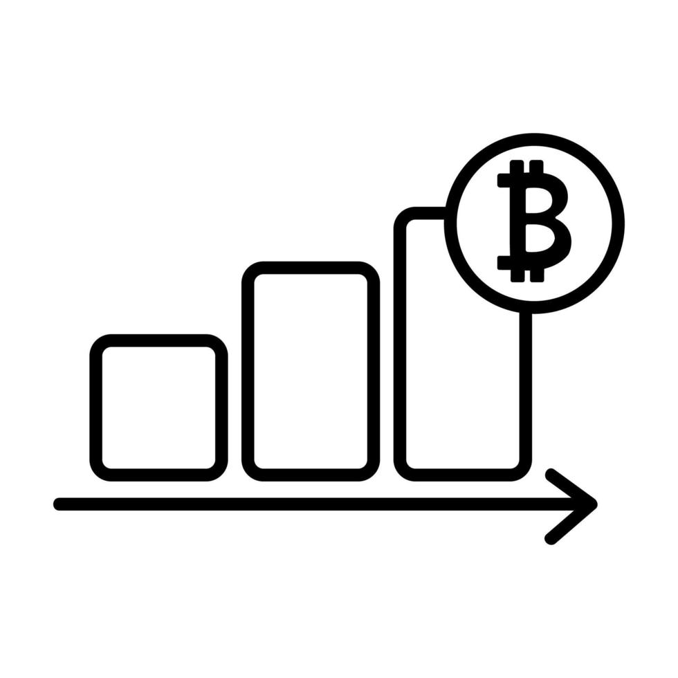 The rise of bitcoin icon vector. Isolated contour symbol illustration vector