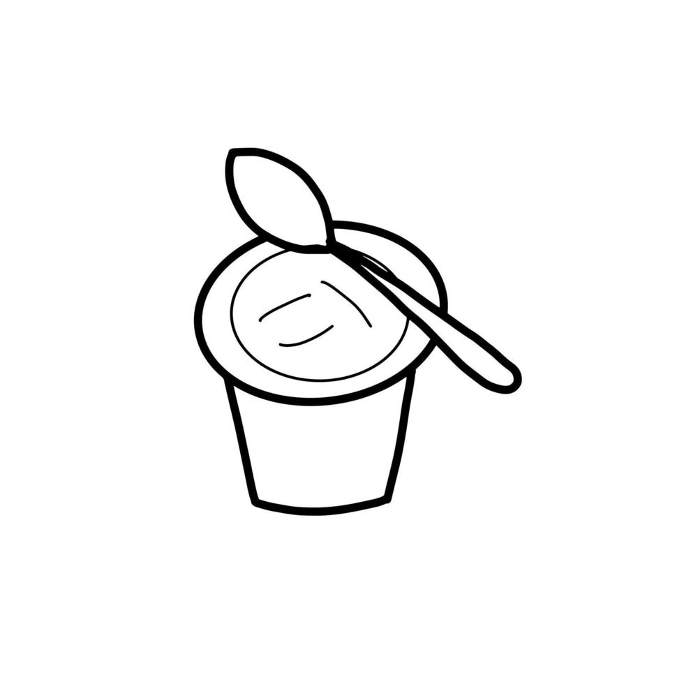 Yogurt Milk Daily food Hand drawn organic line Doodle vector
