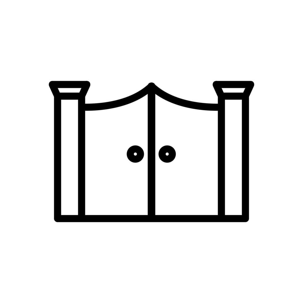 closed entrance gate with columns icon vector outline illustration