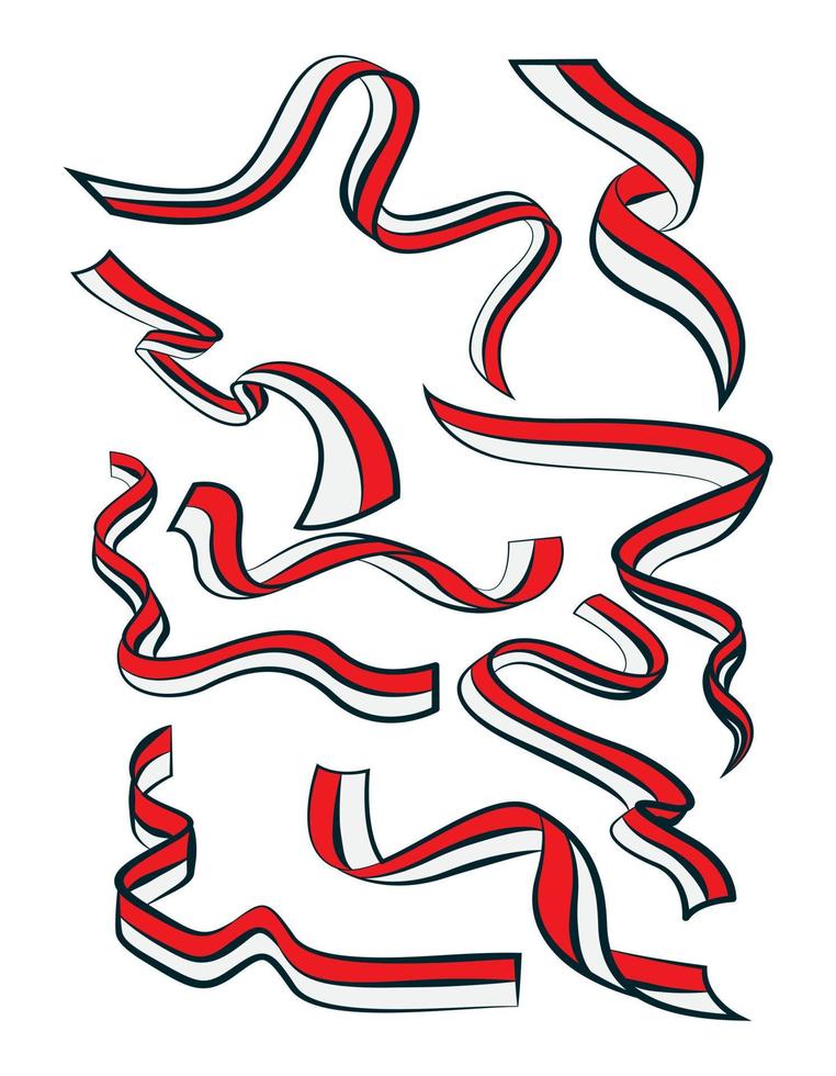 indonesia ribbon flag set in various creative design. Vector illustration on a white background