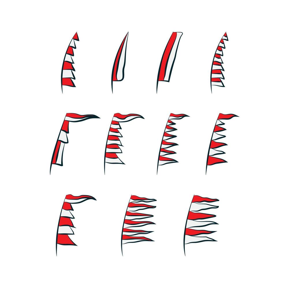 indonesia flag ornament in various creative design. Vector illustration on a white background