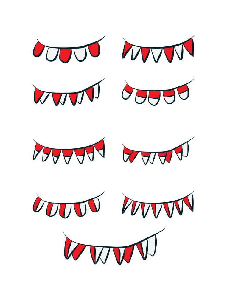 indonesia flag decoration set. Vector illustration on a white background