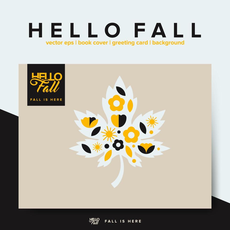 Simple modern Hello Fall greeting card vector