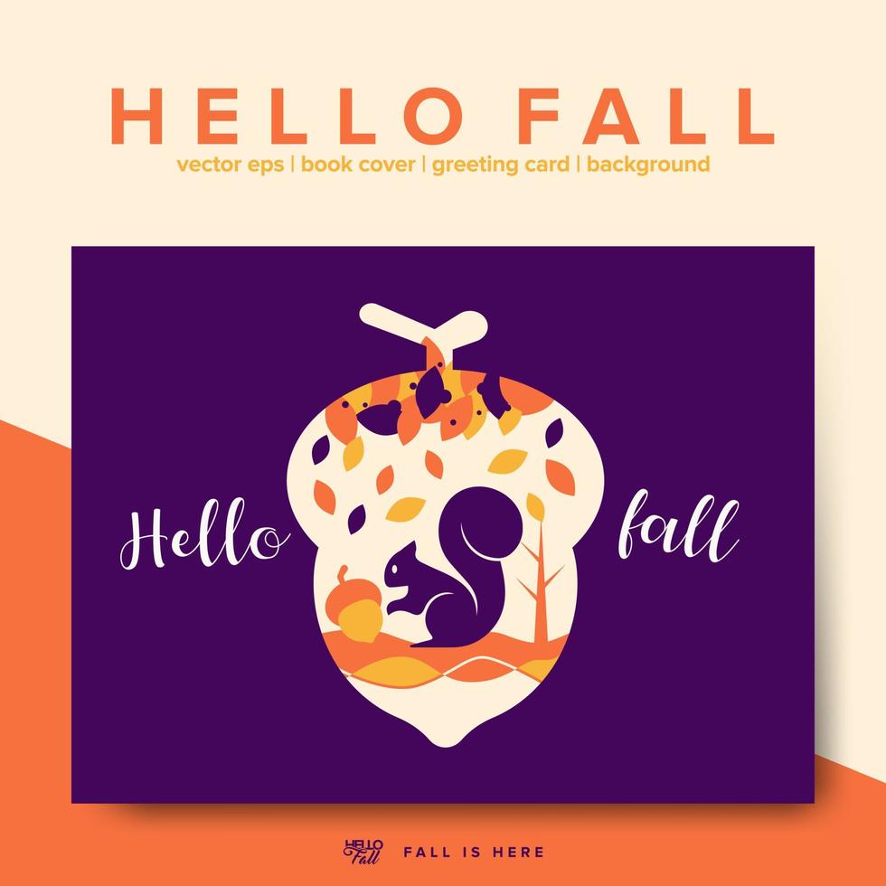 Hello Fall modern greeting card vector