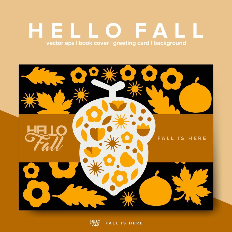 Modern trendy Hello Fall greeting card vector