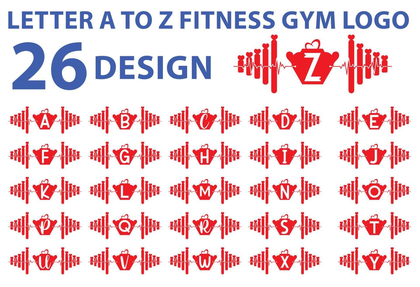 Letter A to Z fitness gym logo, sticker, icon design vector