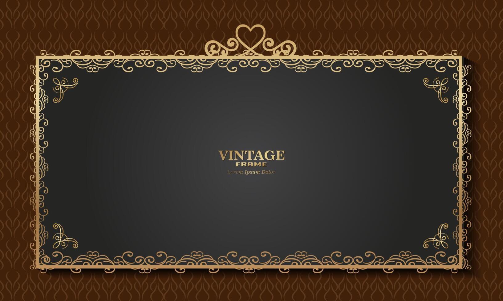 gold vintage frame, modern style carved motif with crown symbol, luxurious and elegant design vector