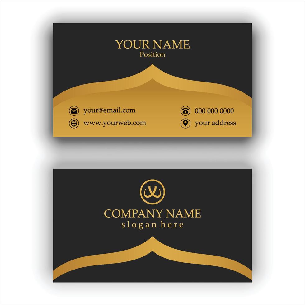 Black and gold color creative modern business card design vector