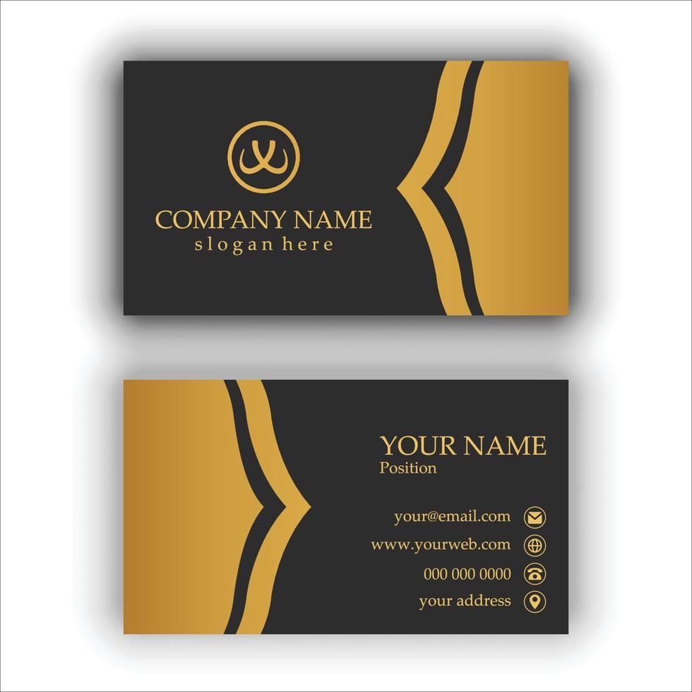 Black and gold color creative modern business card design vector