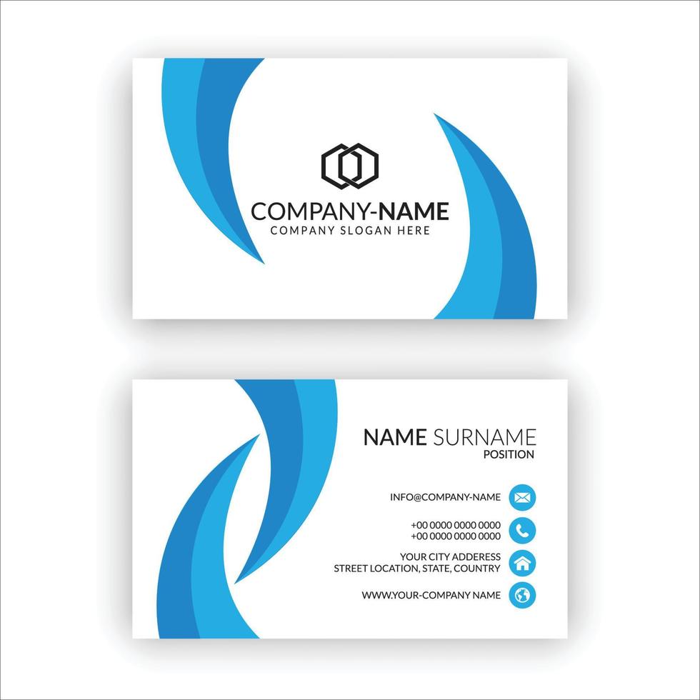 Black white and blue color modern business card deign vector