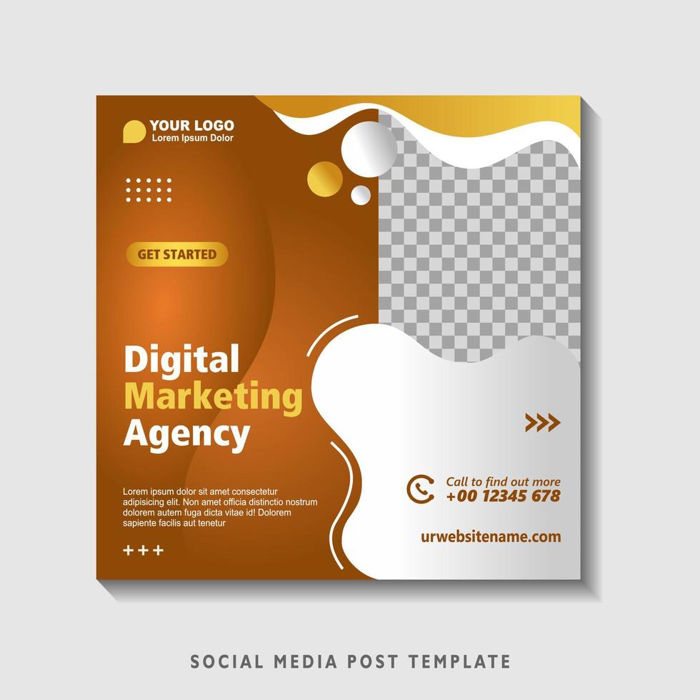 Editable square banner template with photo collage. Suitable for Social Media Post and Online Advertising, Event, and etc. Vector Illustration.
