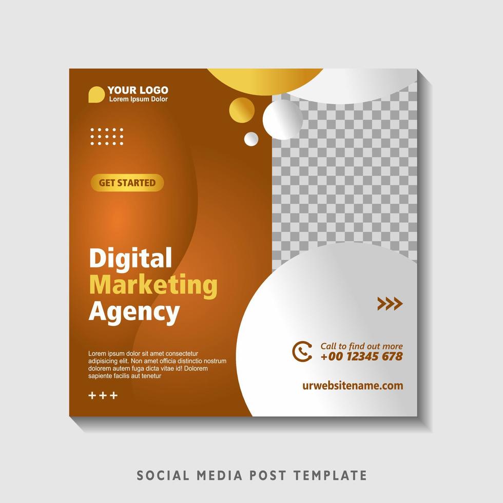 Editable square banner template with photo collage. Suitable for Social Media Post and Online Advertising, Event, and etc. Vector Illustration.