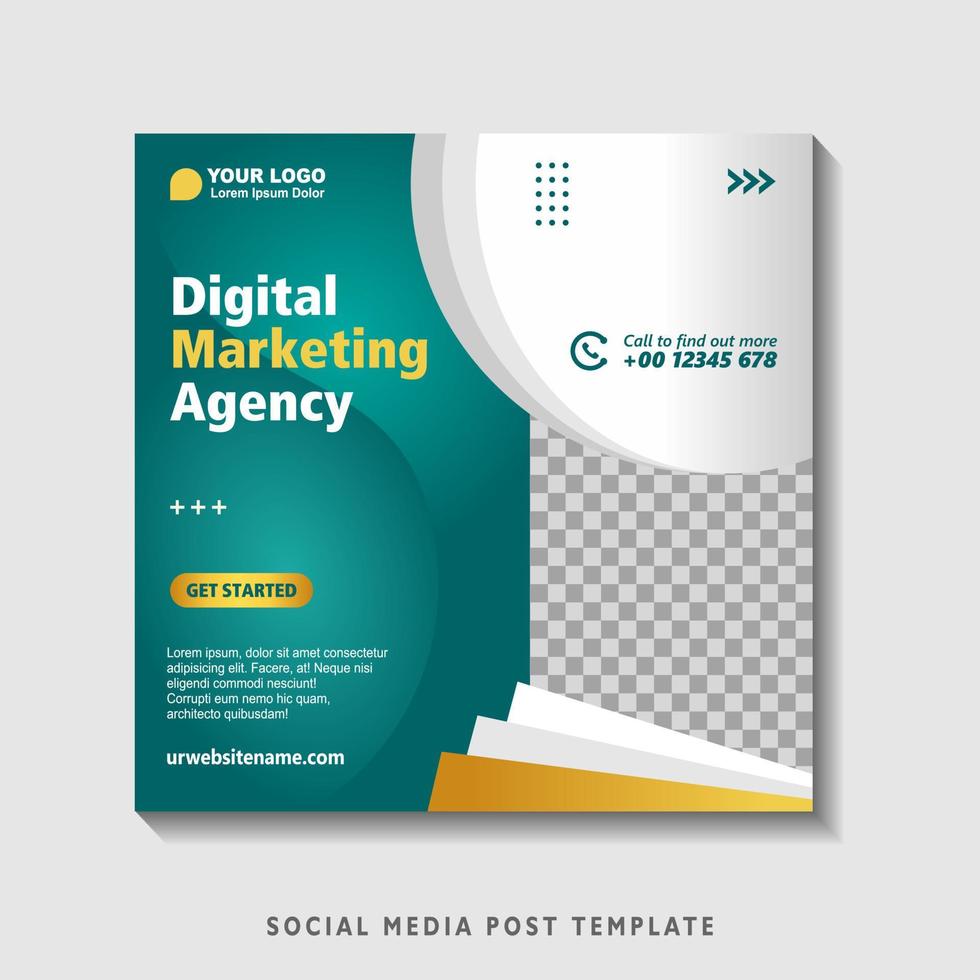 Editable square banner template with photo collage. Suitable for Social Media Post and Online Advertising, Event, and etc. Vector Illustration.
