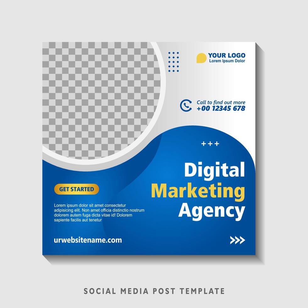 Editable square banner template with photo collage. Suitable for Social Media Post and Online Advertising, Event, and etc. Vector Illustration.