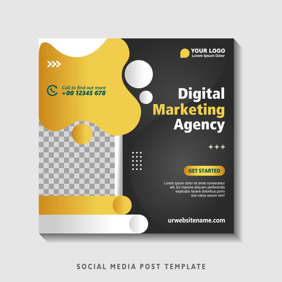 Editable square banner template with photo collage. Suitable for Social Media Post and Online Advertising, Event, and etc. Vector Illustration.