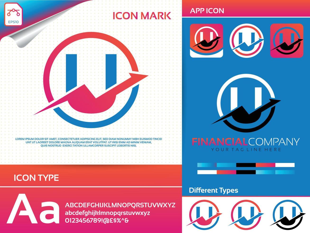 letter U financial and accounting vector logo design